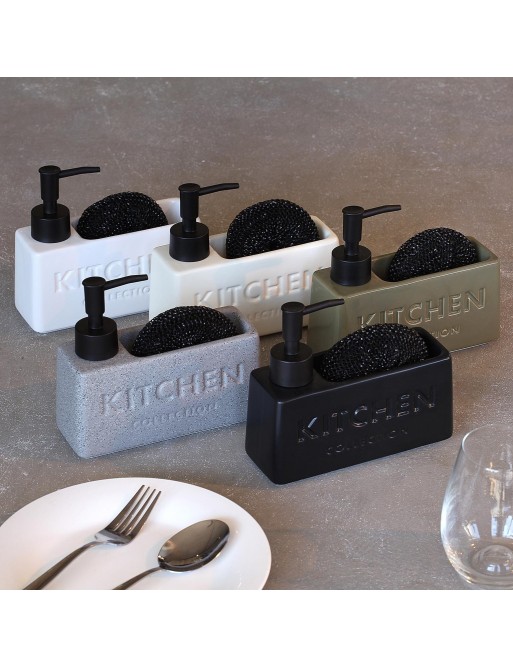 DISTRIBUTEUR DE SAVON AVEC SUPPORT MODÈLE CUISINE GRIS