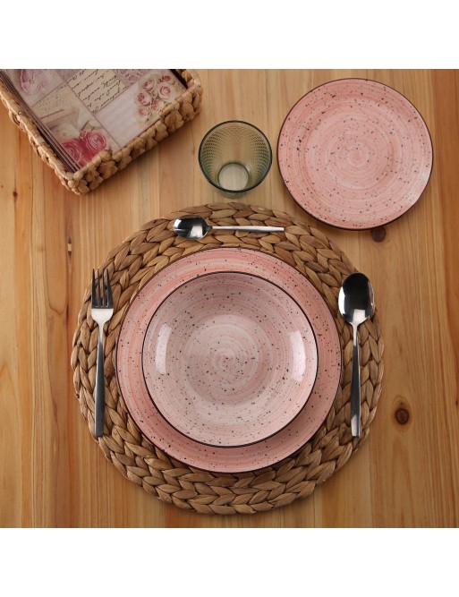 GESCHIRRSET MIT 18 TEILEN CORALIA PINK MODELL