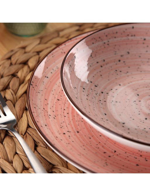DINNERWARE SET WITH 18 PIECES CORALIA PINK MODEL