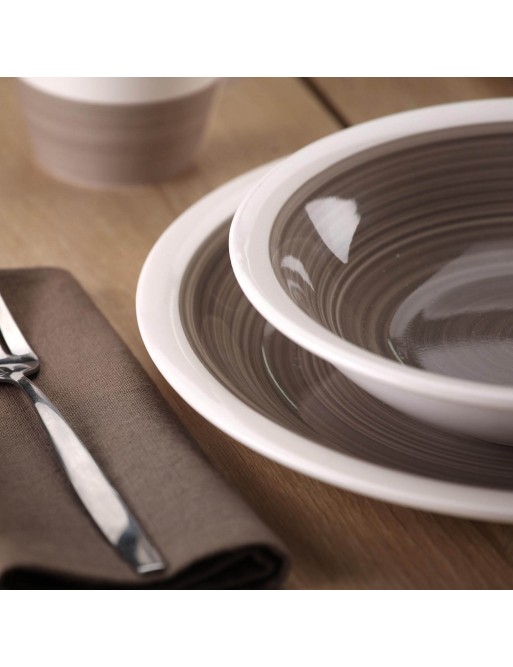 ORBIS, ART DE TABLE GRIS FONCÉ, MODÈLE 18 PIÈCES