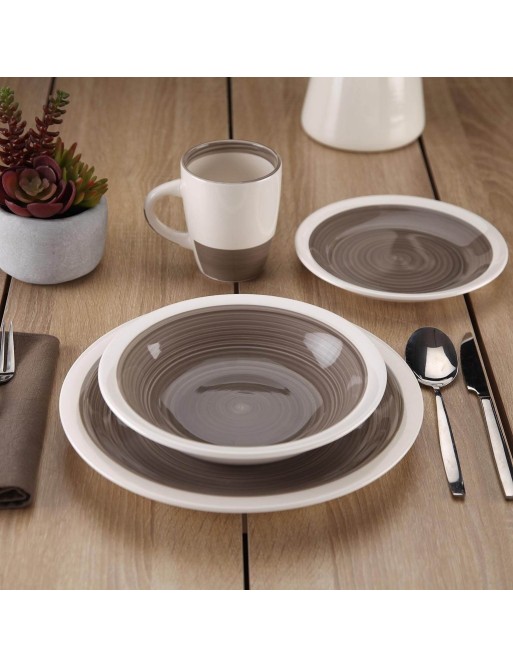 ORBIS, ART DE TABLE GRIS FONCÉ, MODÈLE 18 PIÈCES