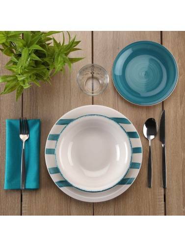 SET DE VAISSELLE DE 18 PIÈCES MODÈLE SELMA BLEU