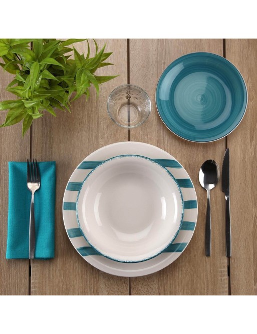 SET DE VAISSELLE DE 18 PIÈCES MODÈLE SELMA BLEU