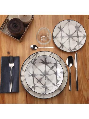 SERVICE DE TABLE GRIS CRUZELA DE 18 PIÈCES