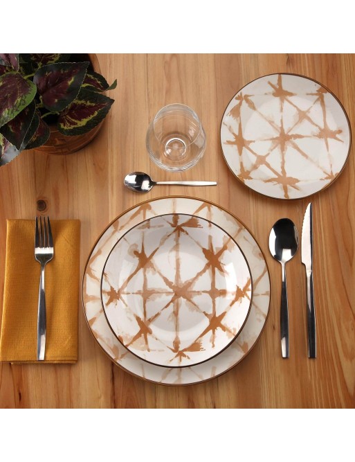 VAJILLA DE18 PIEZAS MODELO CRUZELA AMARILLA