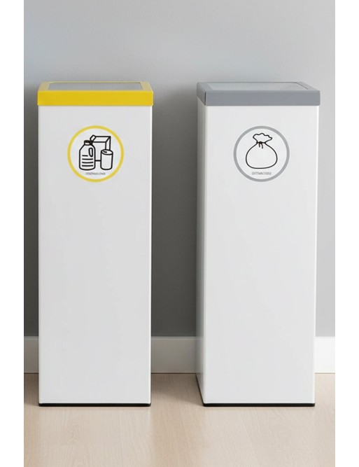 Weißer Metall-Recyclingbehälter 44 Liter - Deckel in 5 Farben