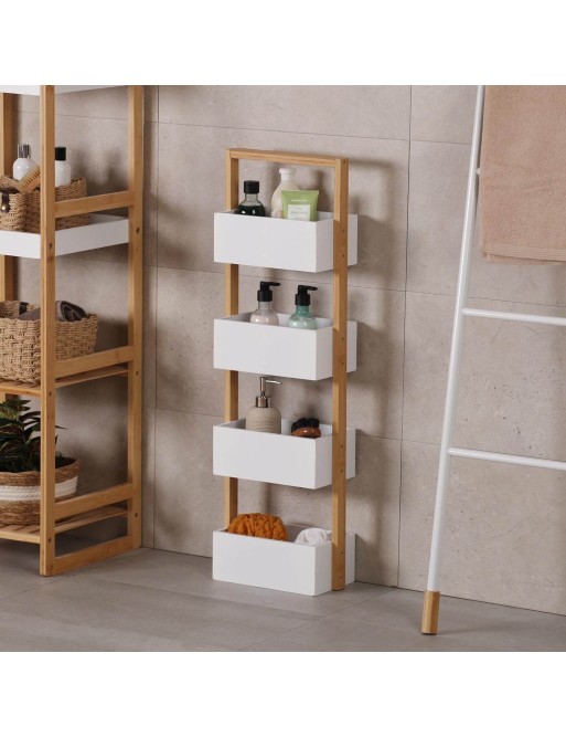 BATHROOM SHELF WITH 4 SHELVES MODEL WHITE DRAWERS