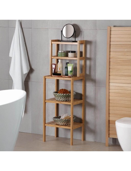 MUEBLE DE BAÑO DE BAMBÚ CON 5 ESTANTES 110x36x28 CM