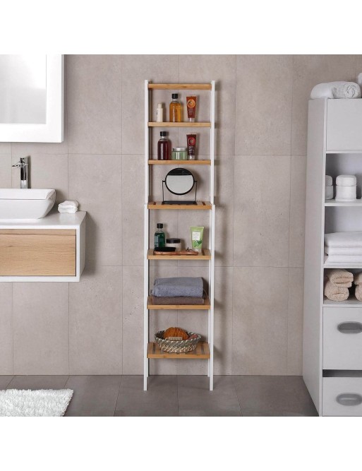 ESTANTERIA DE BAMBU Y MADERA PARA BAÑO 160x36X28CM