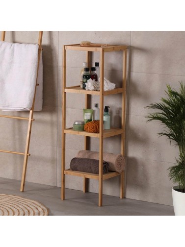 ÉTAGÈRE DE SALLE DE BAIN AVEC 4 ÉTAGÈRES MODÈLE BAMBOU ET MDF