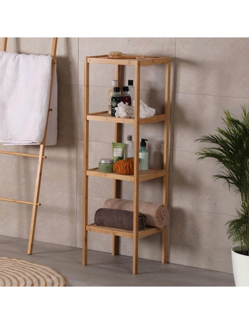 BADEZIMMERREGAL MIT 4 REGALEN MODELL AUS BAMBUS UND MDF