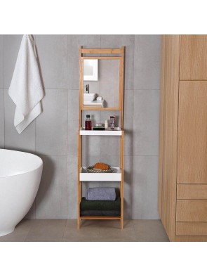 ESTANTERIA DE BAÑO DE BAMBÚ CON ESPEJO 160x40x30 CM
