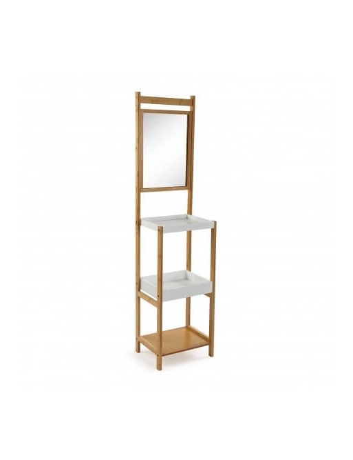 BAMBOO BATHROOM SHELF WITH MIRROR 160x40x30 CM