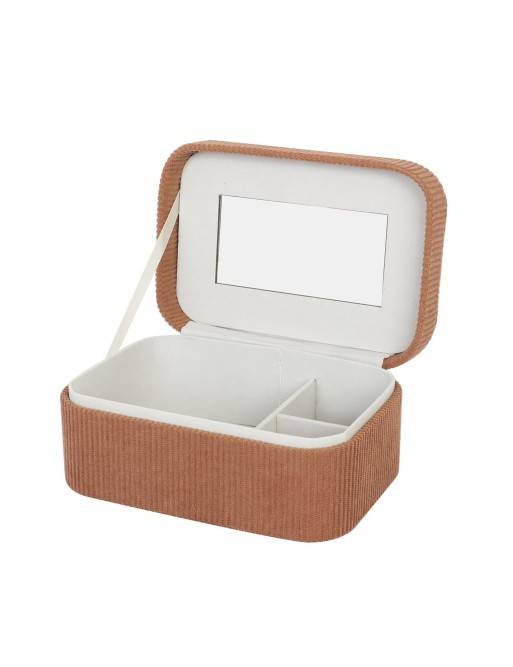 CORDUROY JEWELRY BOX WITH MIRROR MODEL VELU TERRACOTTA 19x13.5x8 CM CORDUROY JEWELRY BOX WITH MIRROR MODEL VELU TERRACOTTA 19x13.5x8 CM