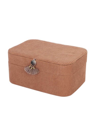 JOYERO DE PANA CON ESPEJO MODELO VELU TERRACOTA 19x13,5x8 CM