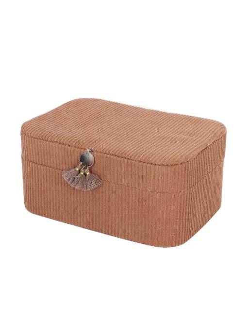 CORDUROY JEWELRY BOX WITH MIRROR MODEL VELU TERRACOTTA 19x13.5x8 CM CORDUROY JEWELRY BOX WITH MIRROR MODEL VELU TERRACOTTA 19x13.5x8 CM