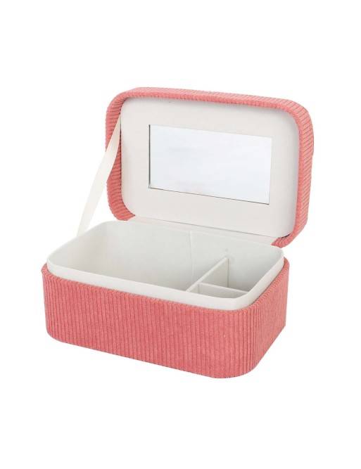 BOÎTE À BIJOUX EN VELOURS CÔTELÉ AVEC MIROIR MODÈLE VELU RED 19x13,5x8 CM BOÎTE À BIJOUX EN VELOURS CÔTELÉ AVEC MIROIR MODÈLE VELU RED 19x13,5x8 CM
