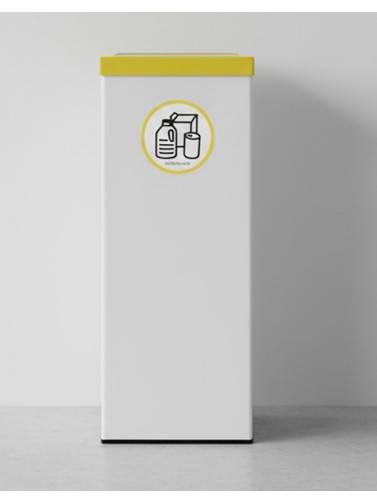 Weißer Metall-Recyclingbehälter 44 Liter - Deckel in 5 Farben