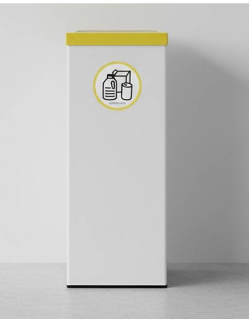 White metal recycling bin 44 Liters - Lid in 5 colors White metal recycling bin 44 Liters - Lid in 5 colors