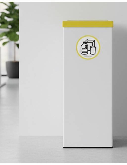 White metal recycling bin 44 Liters - Lid in 5 colors White metal recycling bin 44 Liters - Lid in 5 colors