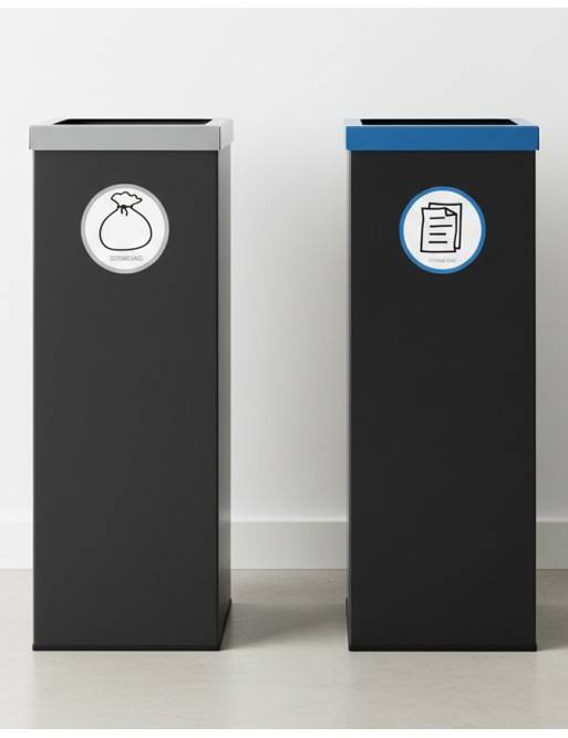 Papelera de reciclaje metálica negra 44 Litros. Tapas en 5 colores Papelera de reciclaje metálica negra 44 Litros. Tapas en 5 colores