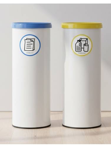 Poubelle de recyclage en métal blanc avec couvercle. Capacité 35 litres (5 couleurs)