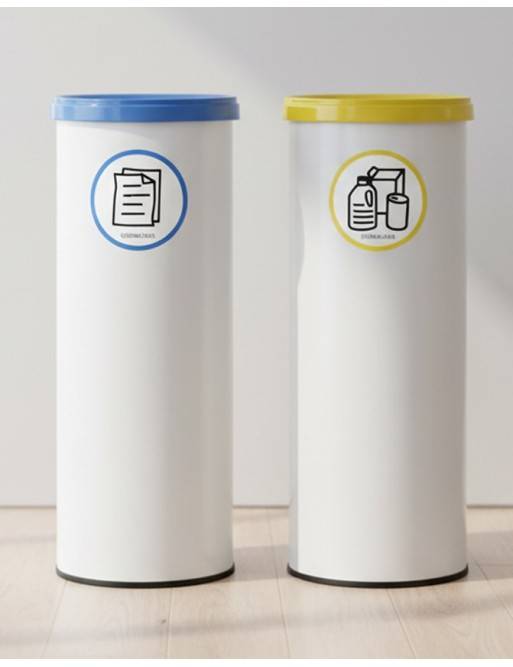 White metal recycling bin with lid. Capacity 35 liters (5 colors) White metal recycling bin with lid. Capacity 35 liters (5 colors)