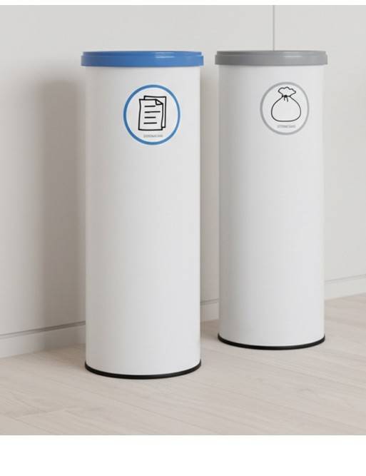 Recyclingbehälter aus weißem Metall mit Deckel. Fassungsvermögen 35 Liter (5 Farben) Recyclingbehälter aus weißem Metall mit Deckel. Fassungsvermögen 35 Liter (5 Farben)