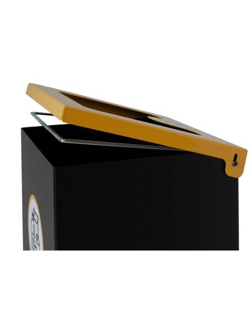 Papelera de reciclaje metálica negra 44L con aro sujetabolsas y tapa abatible en 5 colores Papelera de reciclaje metálica negra 44L con aro sujetabolsas y tapa abatible en 5 colores