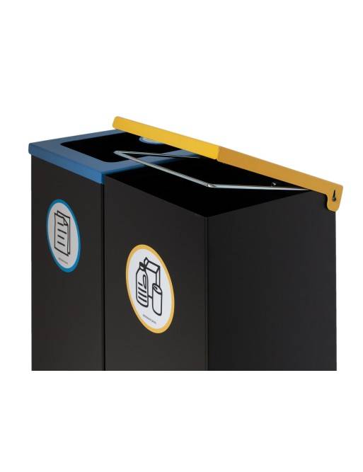 Pack 2 papeleras de reciclaje metálicas negras 44L con tapa abatible– Isla 2 residuos Pack 2 papeleras de reciclaje metálicas negras 44L con tapa abatible– Isla 2 residuos