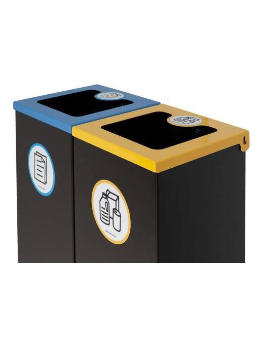 Pack 2 papeleras de reciclaje metálicas negras 44L con tapa abatible– Isla 2 residuos Pack 2 papeleras de reciclaje metálicas negras 44L con tapa abatible– Isla 2 residuos