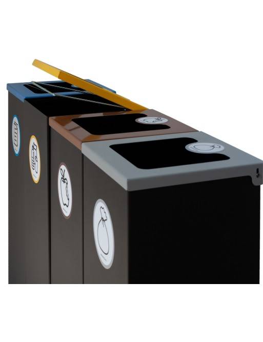 Pack 4 papeleras de reciclaje metálicas negras 44L con tapa abatible– Isla 4 residuos Pack 4 papeleras de reciclaje metálicas negras 44L con tapa abatible– Isla 4 residuos