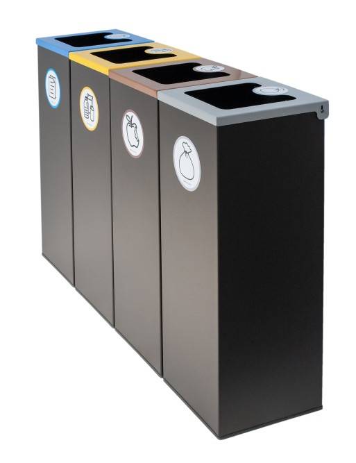 Pack 4 papeleras de reciclaje metálicas negras 44L con tapa abatible– Isla 4 residuos Pack 4 papeleras de reciclaje metálicas negras 44L con tapa abatible– Isla 4 residuos
