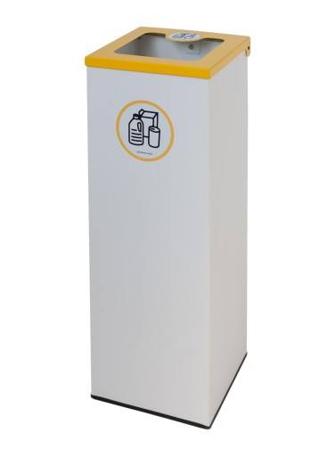 Weißer Metall-Mülleimer 44L mit Beutelhalterring und Klappdeckel in 5 Farben