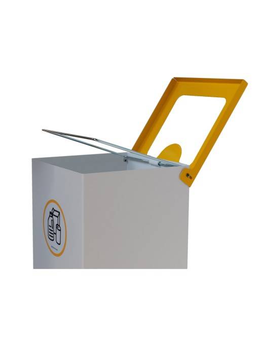 White metallic recycling bin 44L with bag holder ring and flip-top lid in 5 colors White metallic recycling bin 44L with bag holder ring and flip-top lid in 5 colors