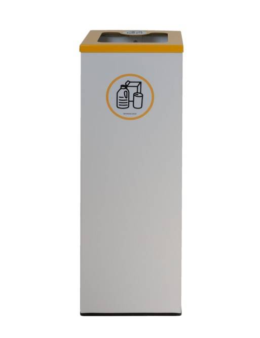 Weißer Metall-Mülleimer 44L mit Beutelhalterring und Klappdeckel in 5 Farben Weißer Metall-Mülleimer 44L mit Beutelhalterring und Klappdeckel in 5 Farben