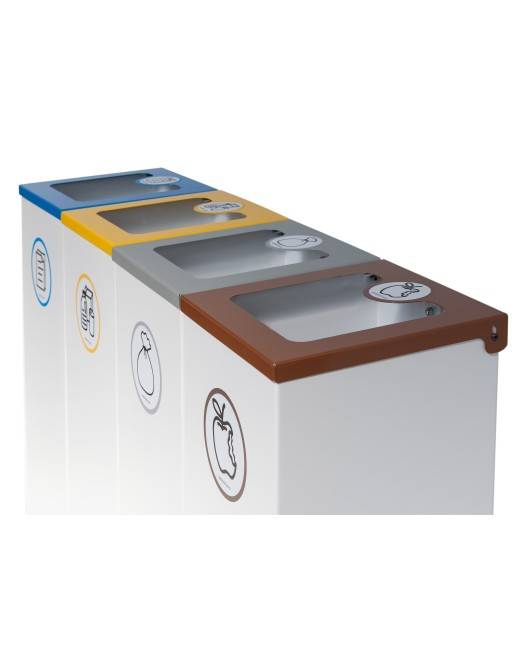 Pack 4 papeleras de reciclaje metálicas 44L con tapa abatible– Isla 4 residuos Pack 4 papeleras de reciclaje metálicas 44L con tapa abatible– Isla 4 residuos