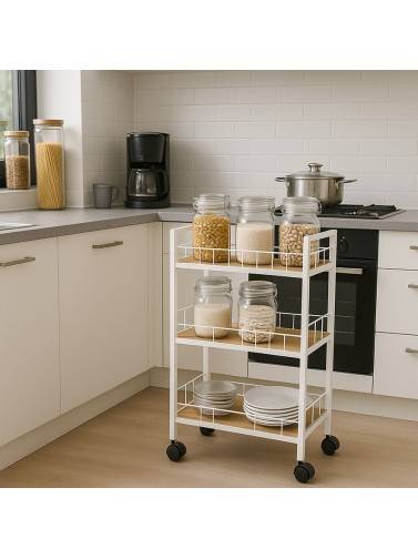 KITCHEN CART WITH WHEELS AND 3 SHELVES MODEL TASTIA WHITE