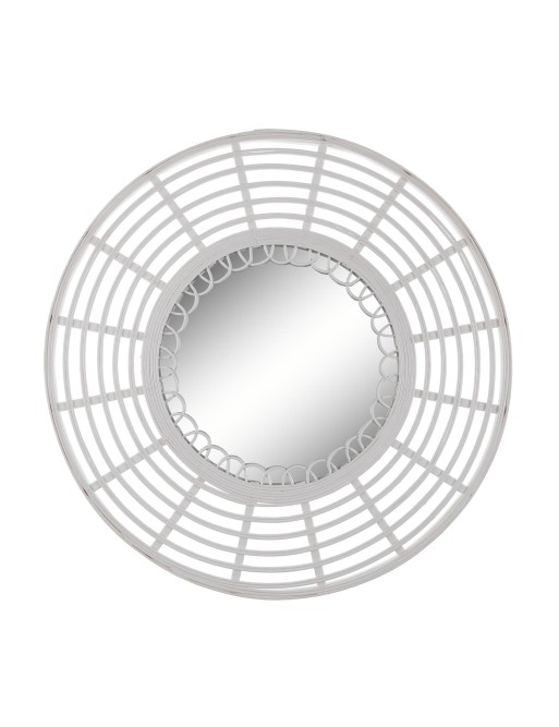 MIROIR ROND EN BAMBOU BLANC 62 CM MIROIR ROND EN BAMBOU BLANC 62 CM
