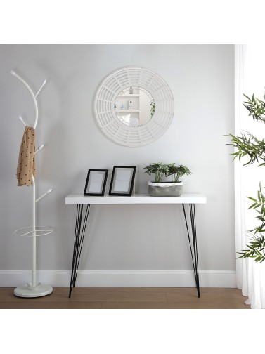 ESPEJO DE BAMBÚ REDONDO BLANCO 62 CM