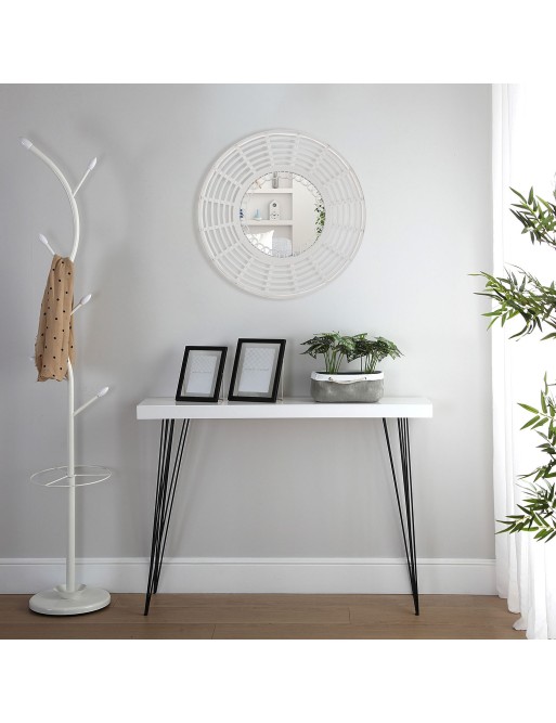 ROUND WHITE BAMBOO MIRROR 62 CM ROUND WHITE BAMBOO MIRROR 62 CM