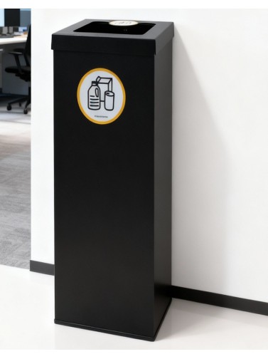 Black metallic recycling bin 44L with bag holder ring