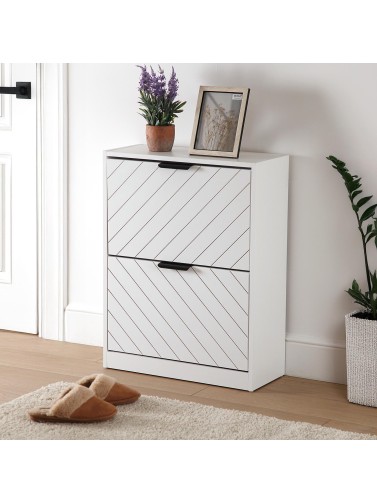 WHITE SHOE RACK WITH 2 DRAWERS DUA MODEL