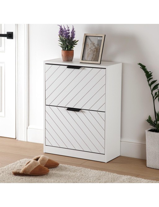 WHITE SHOE RACK WITH 2 DRAWERS DUA MODEL WHITE SHOE RACK WITH 2 DRAWERS DUA MODEL