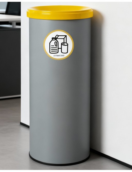 Papelera de reciclaje metálica gris 35 litros con tapa. 5 Colores Papelera de reciclaje metálica gris 35 litros con tapa. 5 Colores