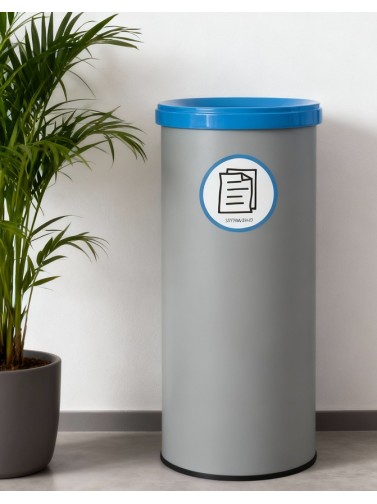 Papelera de reciclaje metálica gris 25 litros con tapa. 5 Colores
