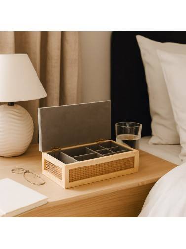 RATTAN AND VELVET JEWELRY BOX MODEL SILVAN