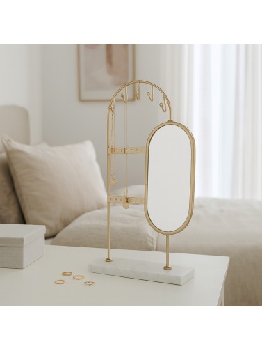 GOLD METAL JEWELRY BOX WITH MIRROR MODEL NOLIA