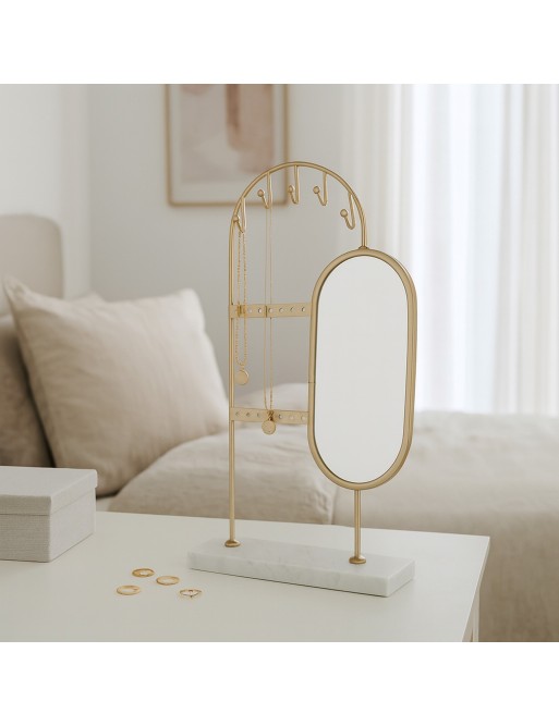 GOLD METAL JEWELRY BOX WITH MIRROR MODEL NOLIA