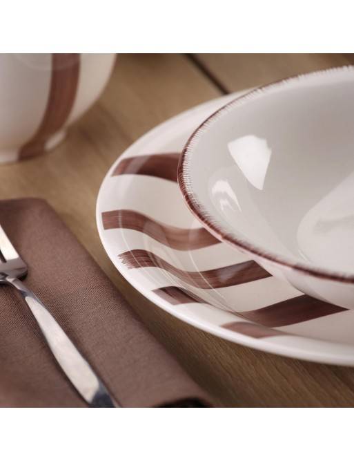 VAJILLA DE 18 PIEZAS MODELO SELMA MARRON